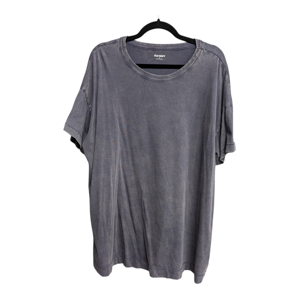 Distressed soft faded blue oversized tunic top XL